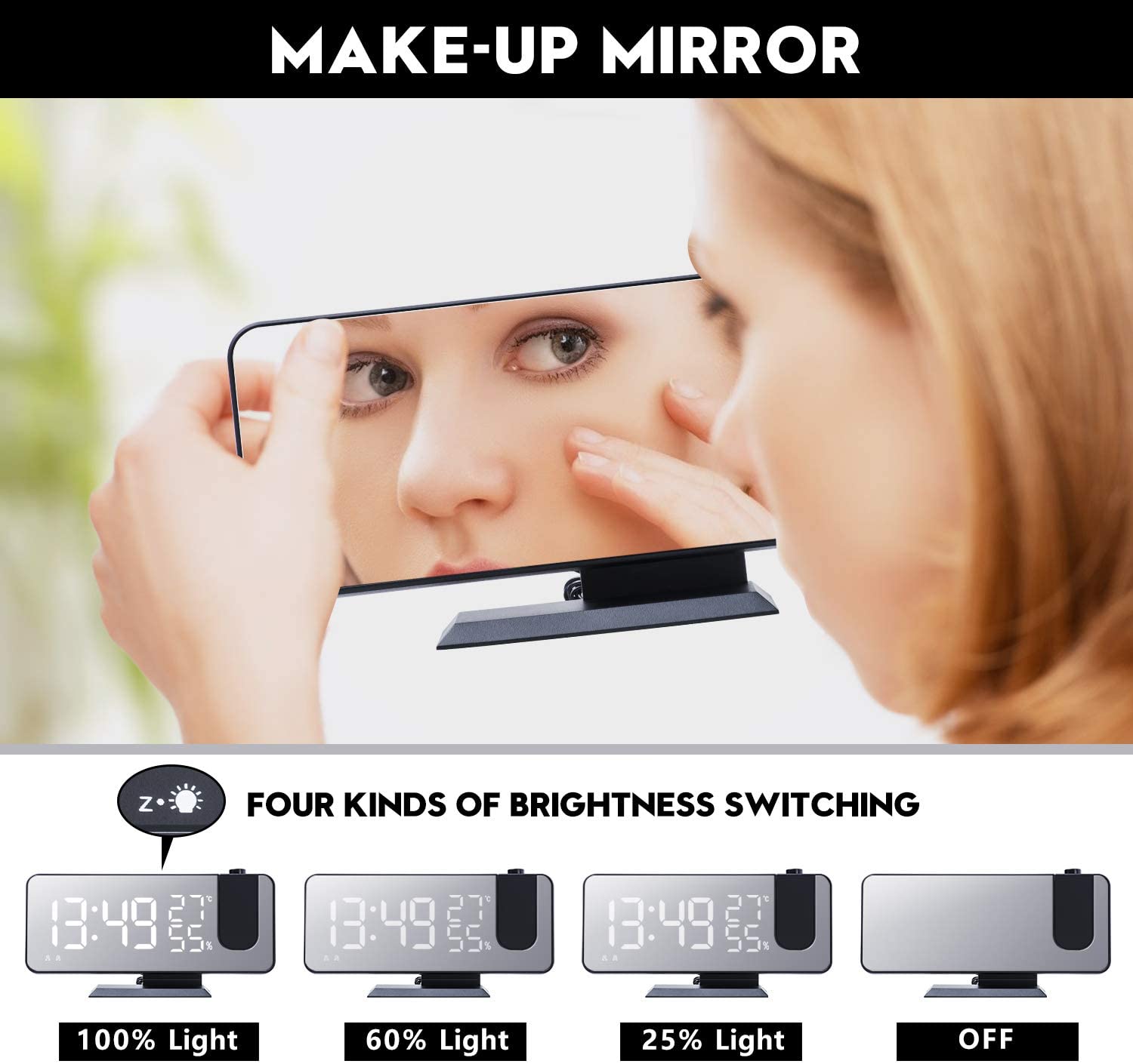 LED Projection Digital Alarm Clock Phone Charger - 40daY40nighT