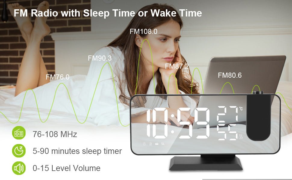 LED Projection Digital Alarm Clock Phone Charger - 40daY40nighT