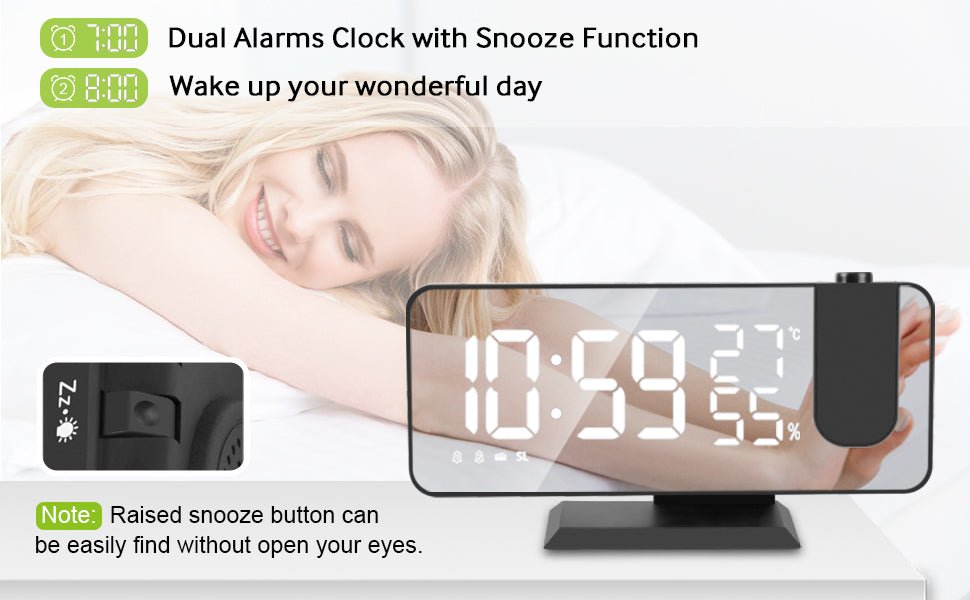 LED Projection Digital Alarm Clock Phone Charger - 40daY40nighT